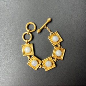 Julie Vos Gold Bracelet with White Cabochons